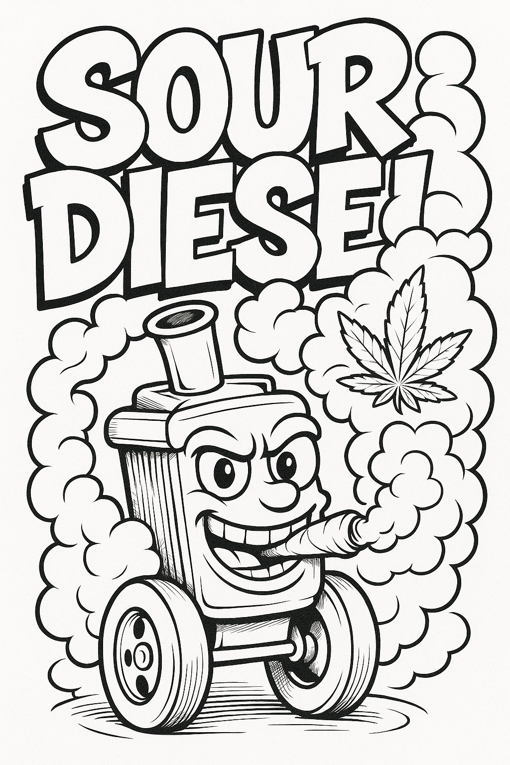 Sour Diesel – OGKmart420 Digital Art (Color + B&W)