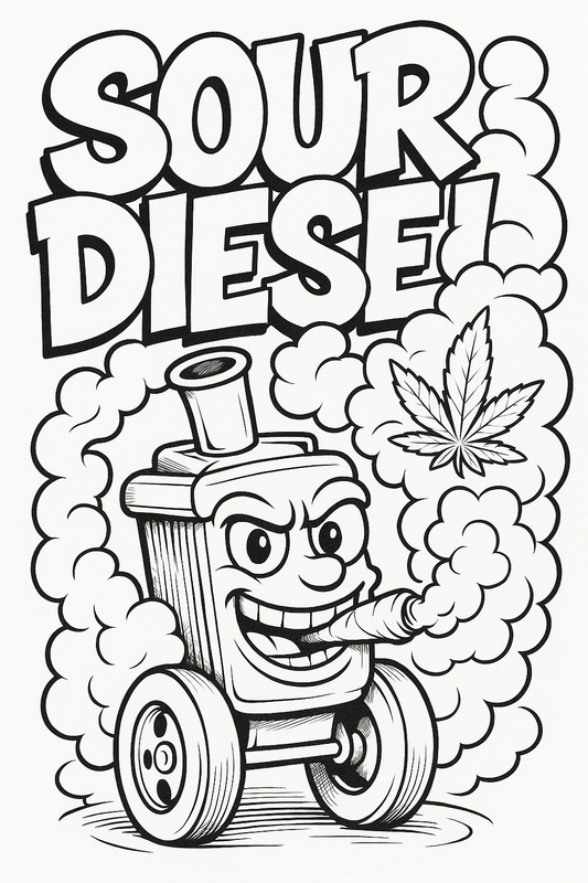 Sour Diesel – OGKmart420 Digital Art (Color + B&W)